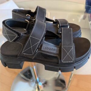 Ganni Black Chunky Sandals